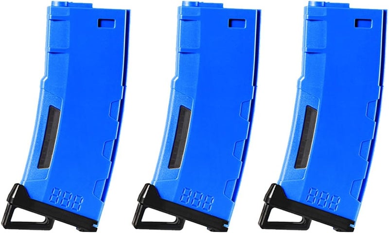 Airsoft M4 M16 Series Polymer 130 Round Transparent Window High Speed Mid-Cap Airsoft Magazine -Pack of Three